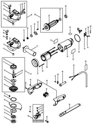 Default Diagram and Parts List for KG1000K-AR Type 1 Black and Decker Grinder